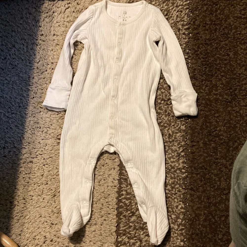 3/$10 Gap whitish/beigish button up organic cotton footed sleeper.